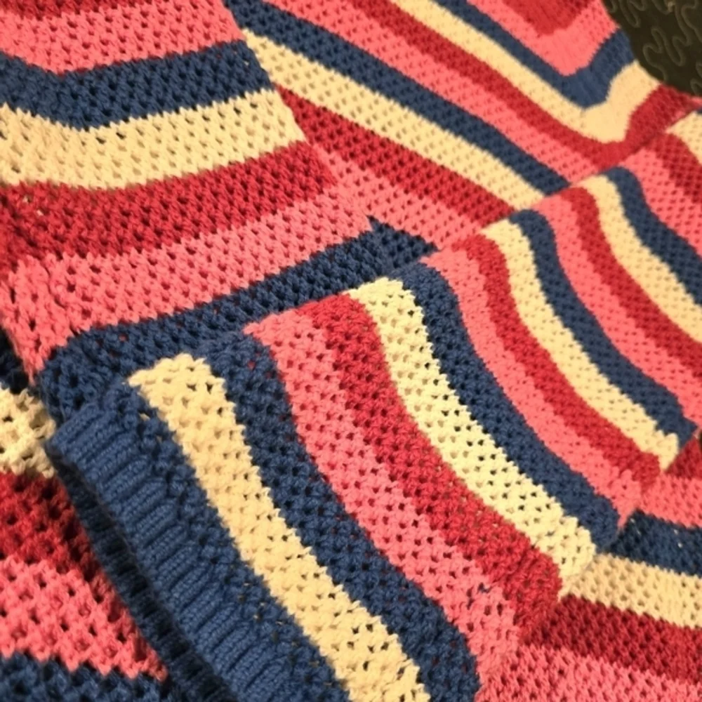 Old Navy Girl's Striped‎ Crochet Knit Sweater Americana NWOT Size 10/12 Large